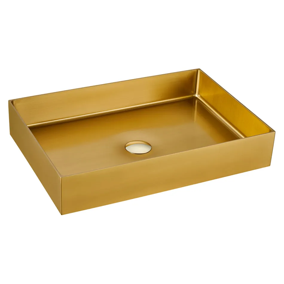 Lavoar de blat dreptunghiular din otel inoxidabil in diferite finisaje - Camellia Viadurini