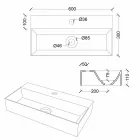 Blat dreptunghiular modern sau lavoar suspendat 60x30 cm în ceramică - Act Viadurini