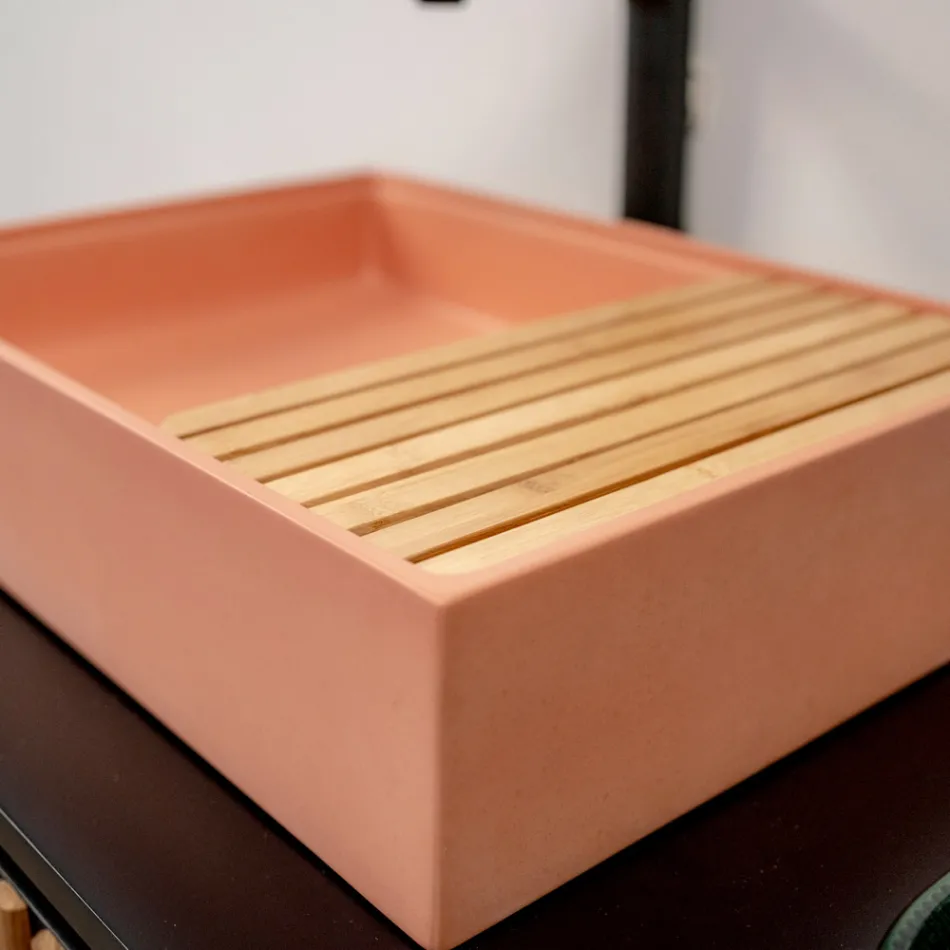 Lavoar de blat dreptunghiular din terrazzo portocaliu Mali - Azalea Viadurini