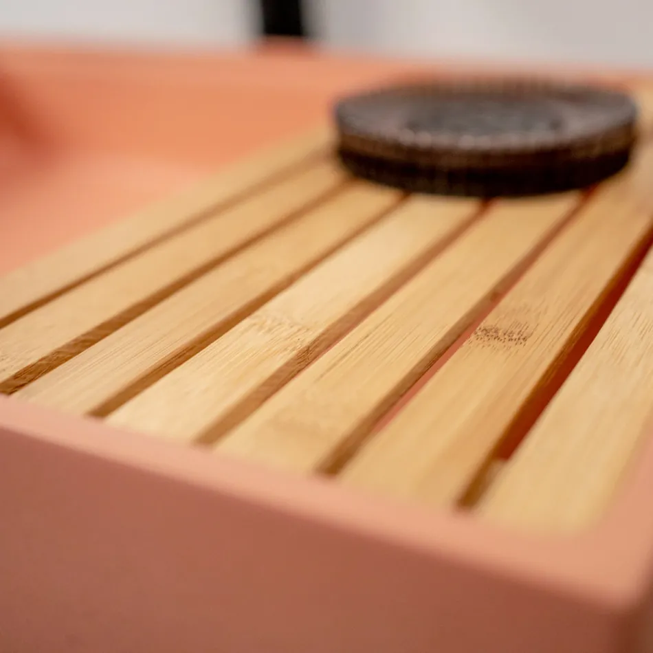 Lavoar de blat dreptunghiular din terrazzo portocaliu Mali - Azalea Viadurini