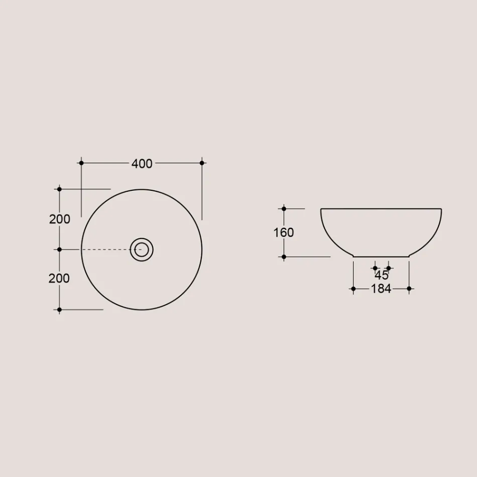 Lavoar rotund pe blat din ceramica colorata L 40 cm - Chicco Viadurini
