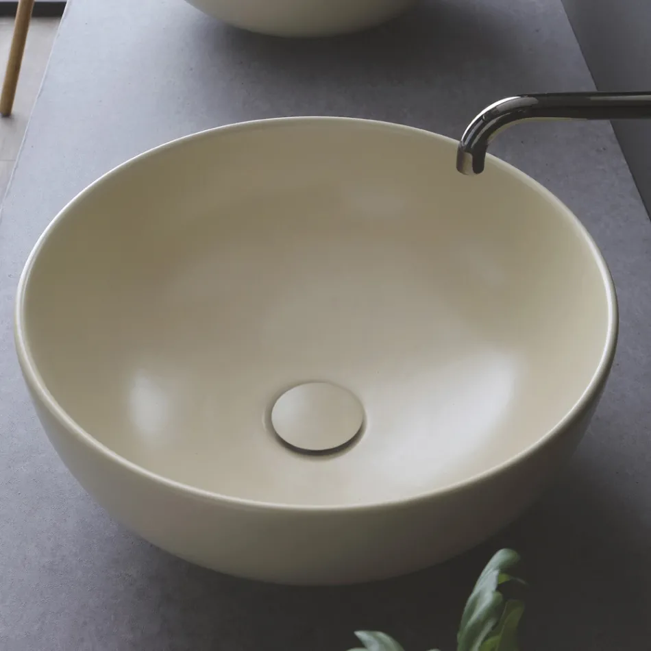 Lavoar rotund pe blat din ceramica colorata L 40 cm - Chicco Viadurini