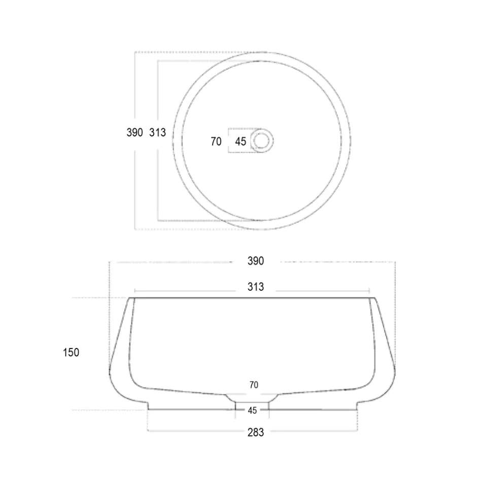 Lavoar rotund pe blat din ciment si rasina - Ibisco Viadurini