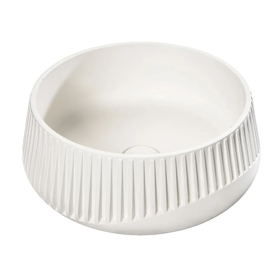 Lavoar rotund pe blat din ciment si rasina - Ibisco Viadurini