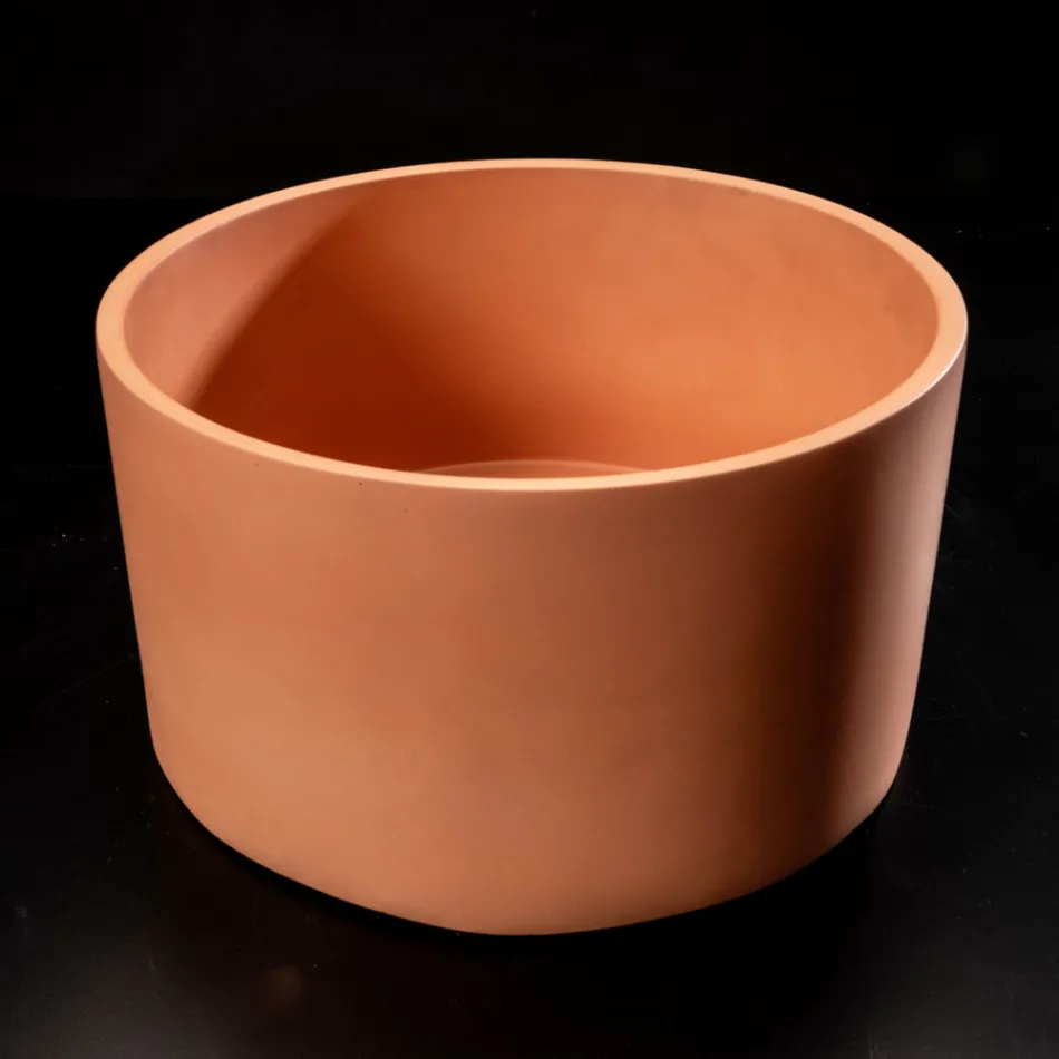 Lavoar rotund pe blat din terrazzo portocaliu Mali - Azalea Viadurini