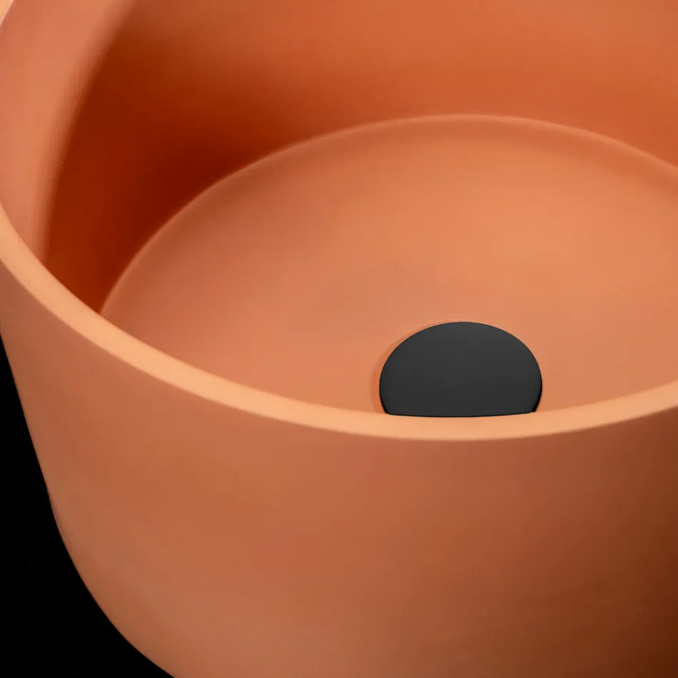 Lavoar rotund pe blat din terrazzo portocaliu Mali - Azalea Viadurini