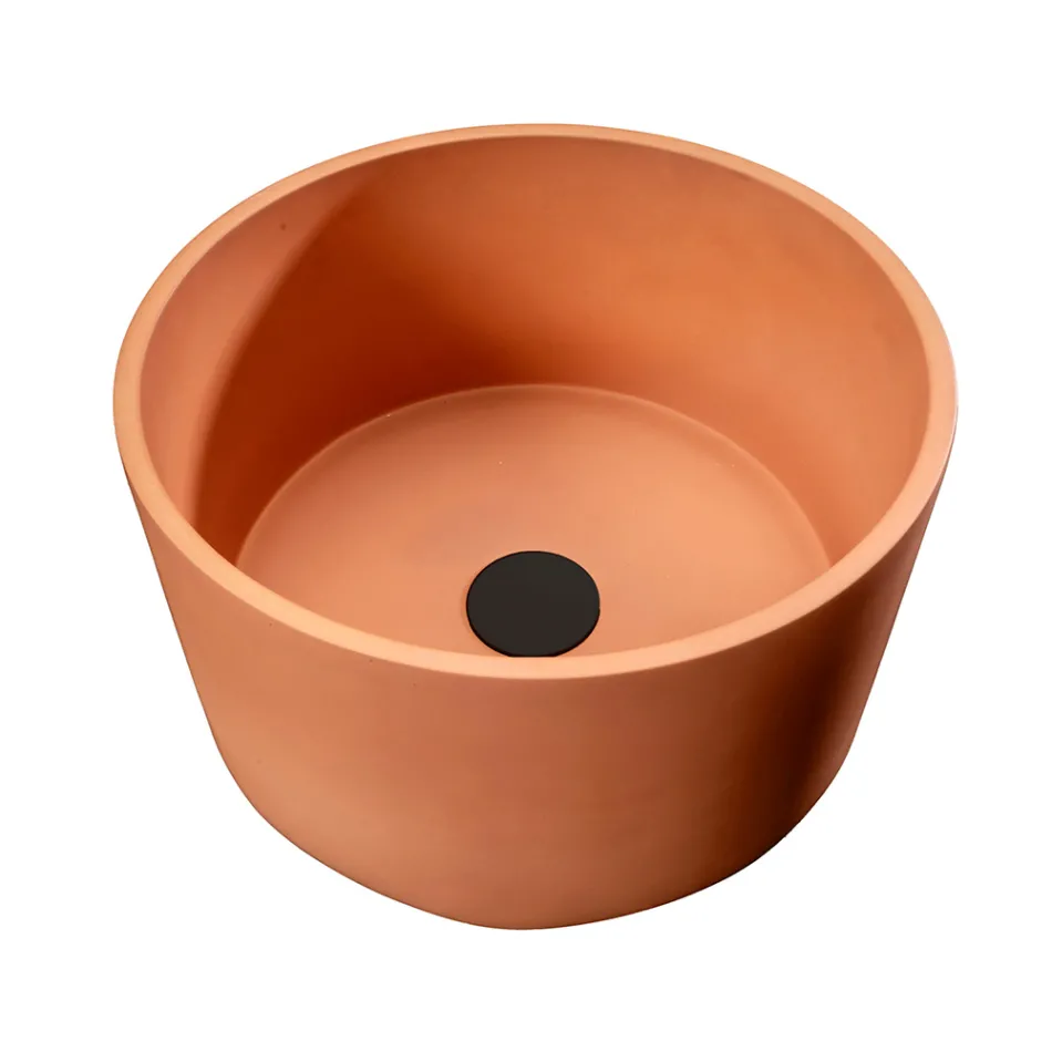 Lavoar rotund pe blat din terrazzo portocaliu Mali - Azalea Viadurini