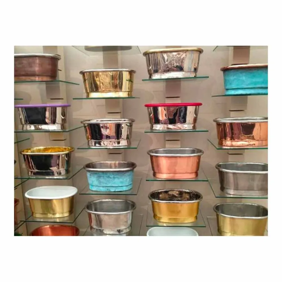 chiuvetă rotundă în design de cupru, realizate manual, Plant Viadurini