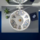 Lavoar semi-încastrat cu decorațiuni albastru cobalt și auriu sau auriu Made in Italy - Capatosta Viadurini