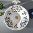 Lavoar semi-încastrat cu decorațiuni albastru cobalt și auriu sau auriu Made in Italy - Capatosta Viadurini