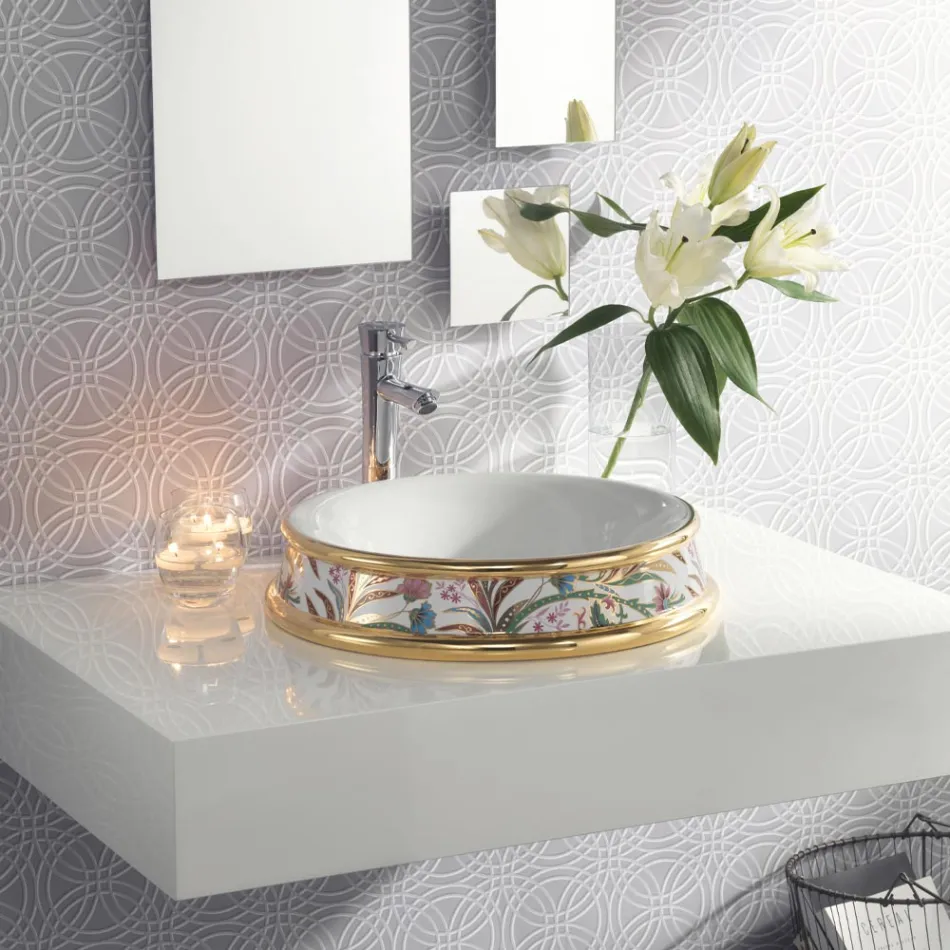 Lavoar semi-încastrat în diferite finisaje din Fire Clay Made in Italy - Erasmo Viadurini