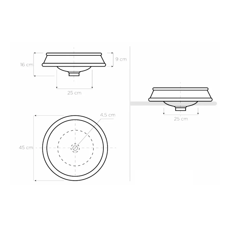 Lavoar semi-încastrat în diferite finisaje din Fire Clay Made in Italy - Erasmo Viadurini