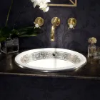 Lavoar semi-încastrat din Fire Clay cu bandă în diferite finisaje - Botticino Viadurini