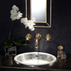 Lavoar semi-încastrat din Fire Clay cu bandă în diferite finisaje - Botticino Viadurini