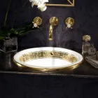 Lavoar semi-încastrat din Fire Clay cu bandă în diferite finisaje - Botticino Viadurini