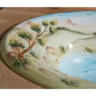 Lavoar semi-încastrat din Fire Clay cu Peisaj de Deruta Made in Italy - Principe Viadurini