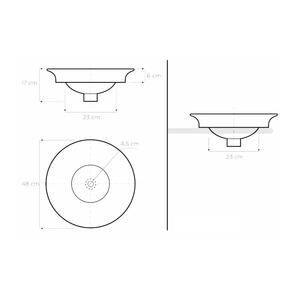 Lavoar semi-încastrat din Fire Clay în diferite finisaje Made in Italy - Capatosta Viadurini