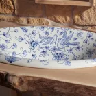 Lavoar semi-încastrat din argilă de foc pictată manual Made in Italy - Principe Viadurini