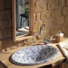 Lavoar semi-încastrat din argilă de foc pictată manual Made in Italy - Principe Viadurini