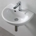 Chiuvetă ceramică albă suspendată, cu un design modern și elegant - Silica Viadurini
