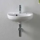 Chiuvetă ceramică albă suspendată, cu un design modern și elegant - Silica Viadurini