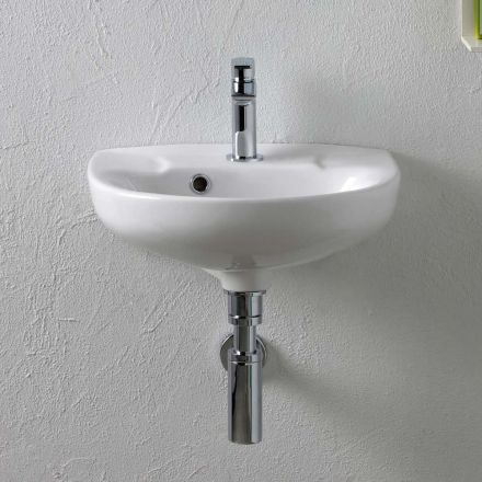 Chiuvetă ceramică albă suspendată, cu un design modern și elegant - Silica Viadurini
