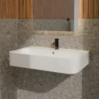 Lavoar suspendat din ceramica cu suport optional pentru prosoape Made in Italy - Graffa Viadurini