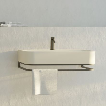 Lavoar suspendat din ceramica cu suport optional pentru prosoape Made in Italy - Graffa Viadurini
