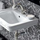 Lavoar cu perete în stil vintage din ceramică albă, fabricat în Italia - Marwa Viadurini