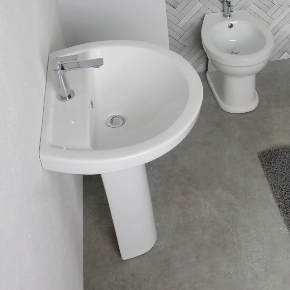Chiuvetă cu piedestal din ceramică albă cu un design modern și elegant - Silica Viadurini