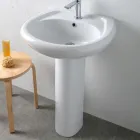 Chiuvetă cu piedestal din ceramică albă cu un design modern și elegant - Silica Viadurini