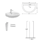 Chiuvetă cu piedestal din ceramică albă cu un design modern și elegant - Silica Viadurini