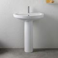 Chiuvetă cu piedestal cu o singură gaură, din ceramică albă, design clasic - Silica