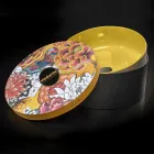 Lavoar rotund galben pe blat din argila glazurata Made in Italy - Tatiana Viadurini