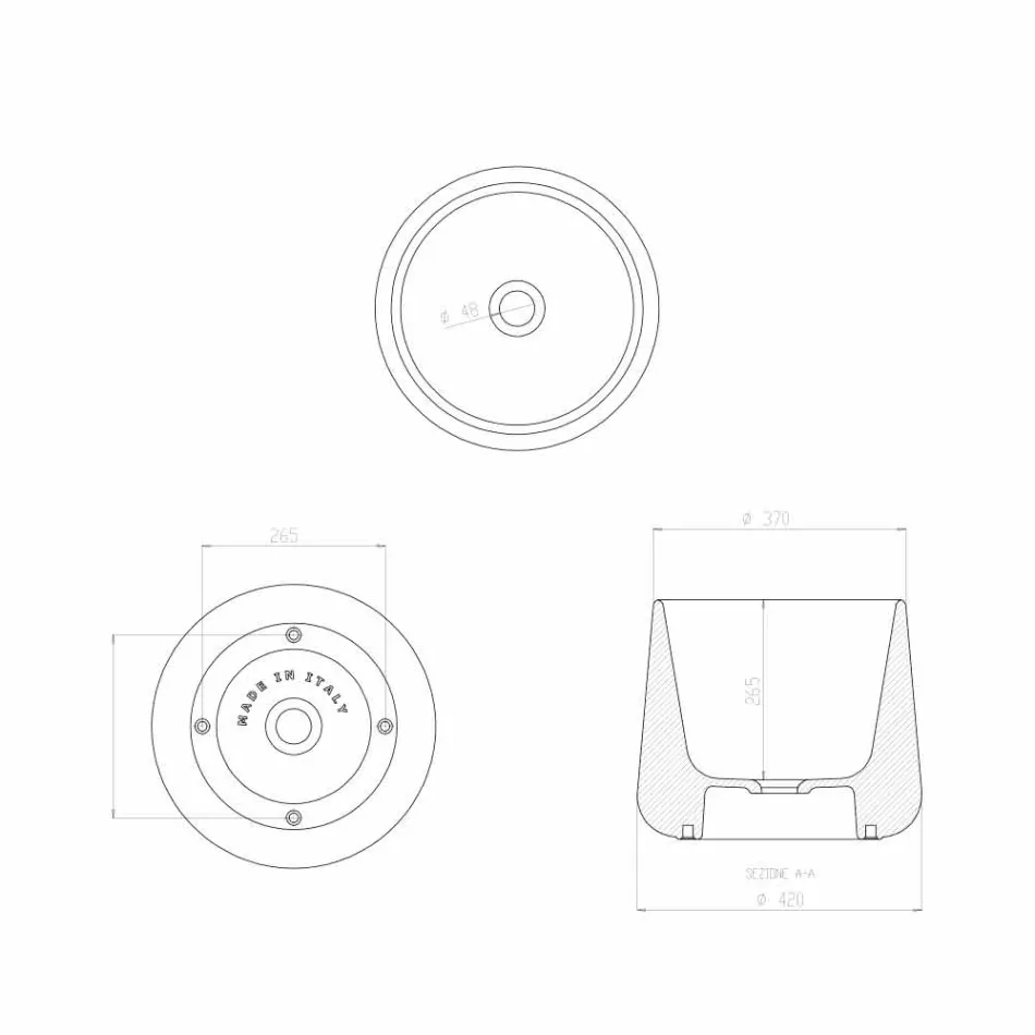 Rotundă lavoar în ceramică albă sau colorată Oliena Viadurini