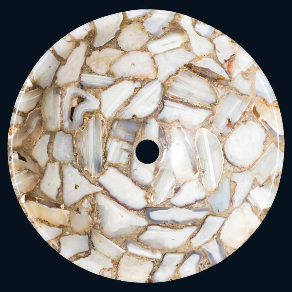 Blat rotund suport piatră de agat Mila, piesă unică Viadurini