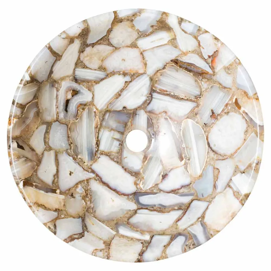 Blat rotund suport piatră de agat Mila, piesă unică Viadurini