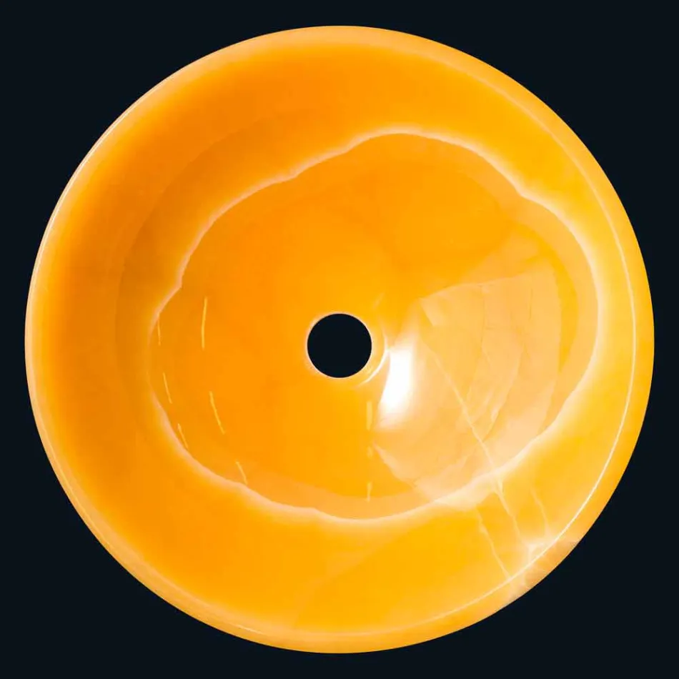 chiuvetă rotund în Onyx portocaliu Aris Viadurini