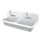 Lavoar dublu, vintage, montat pe perete, din ceramică gri - Jack Viadurini