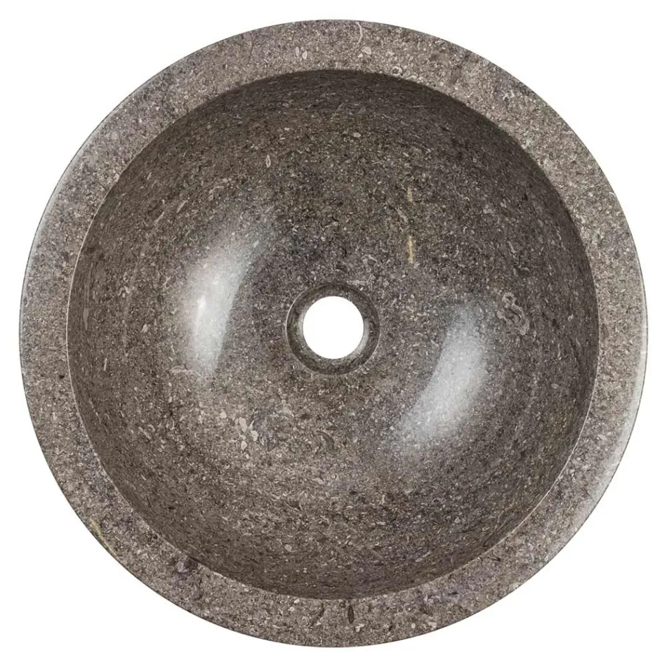 Chiuveta circulara pe blat din marmura lucrata manual, Bucine Viadurini