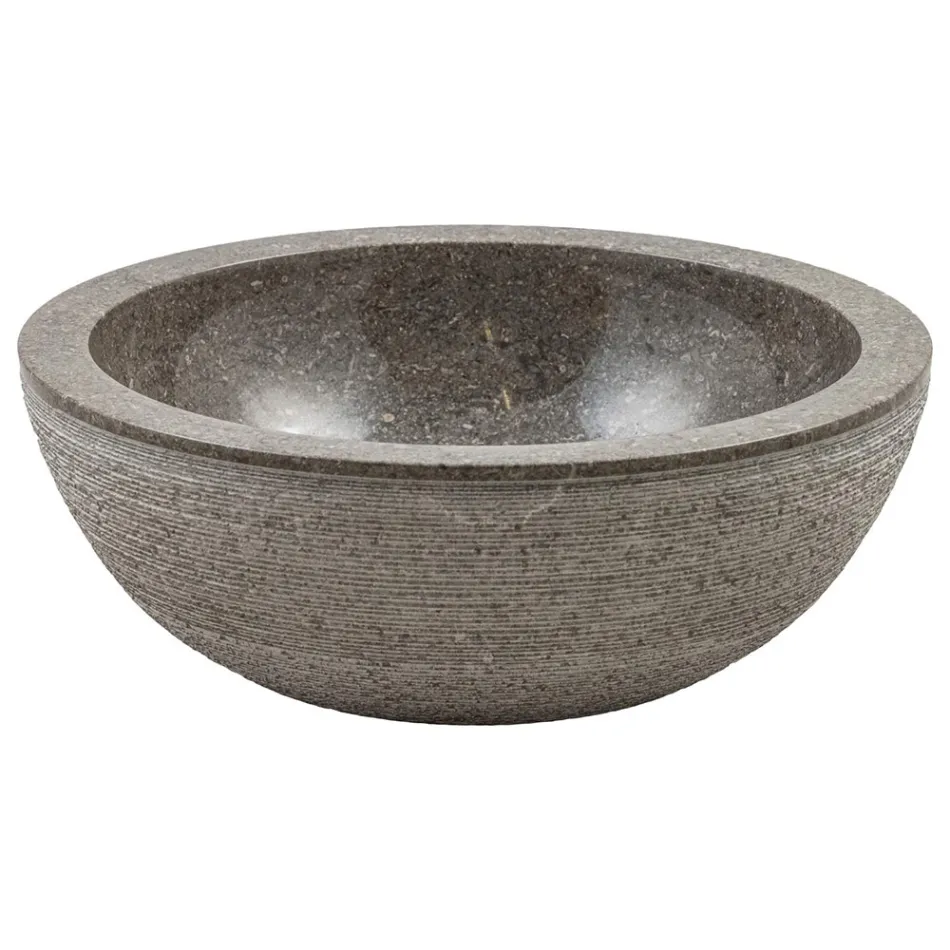 Chiuveta circulara pe blat din marmura lucrata manual, Bucine Viadurini