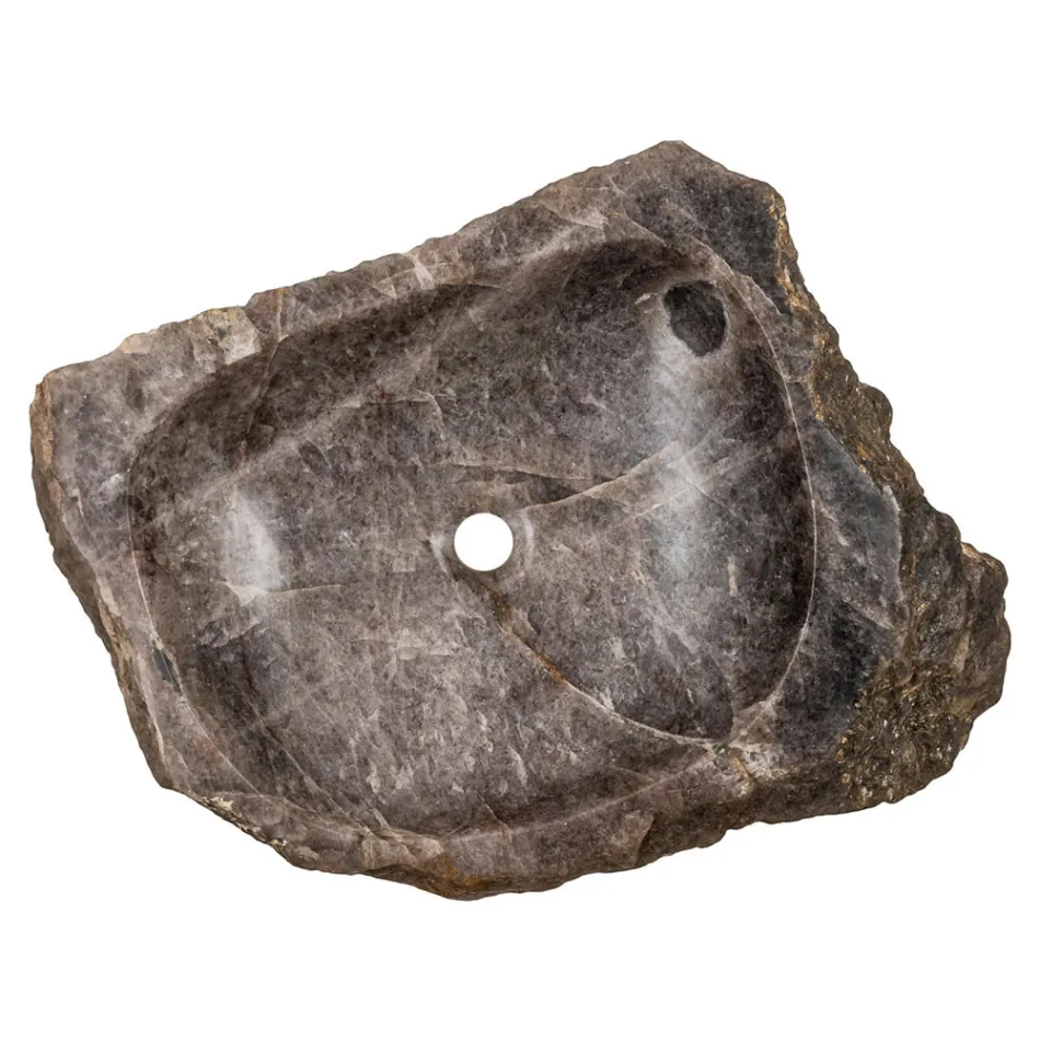 Chiuvetă de blat realizată manual din piatră de cuarț fumuriu, Vigasio Viadurini