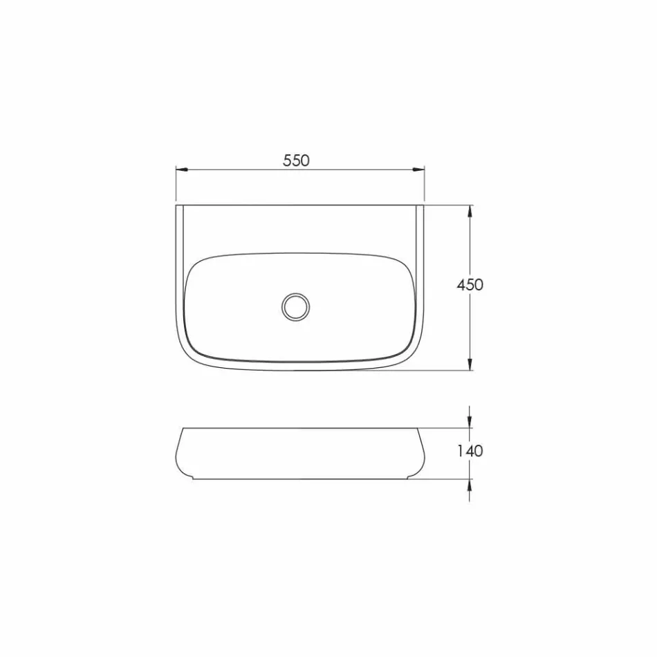 Chiuvetă ceramică mobilă suspendată sau montat pe perete L 55 cm fabricată în Italia, Gais Viadurini