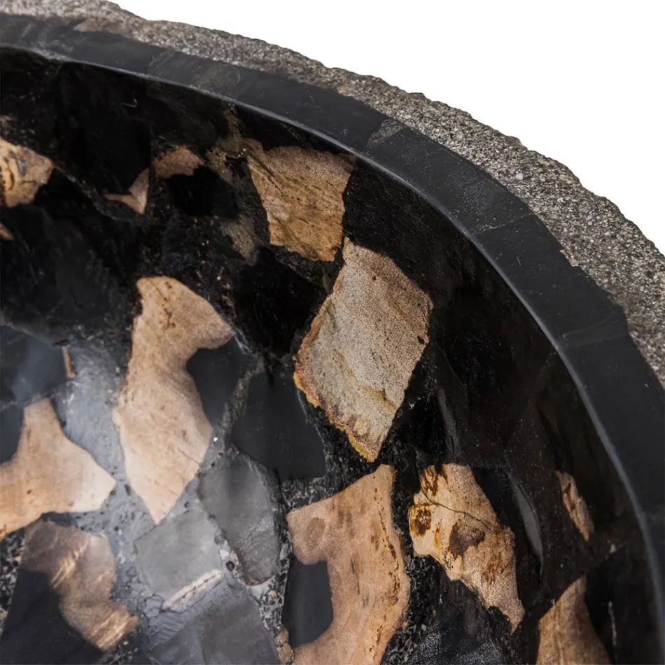 Chiuvetă pe blat realizată manual din piatră de râu, Palizzi Viadurini