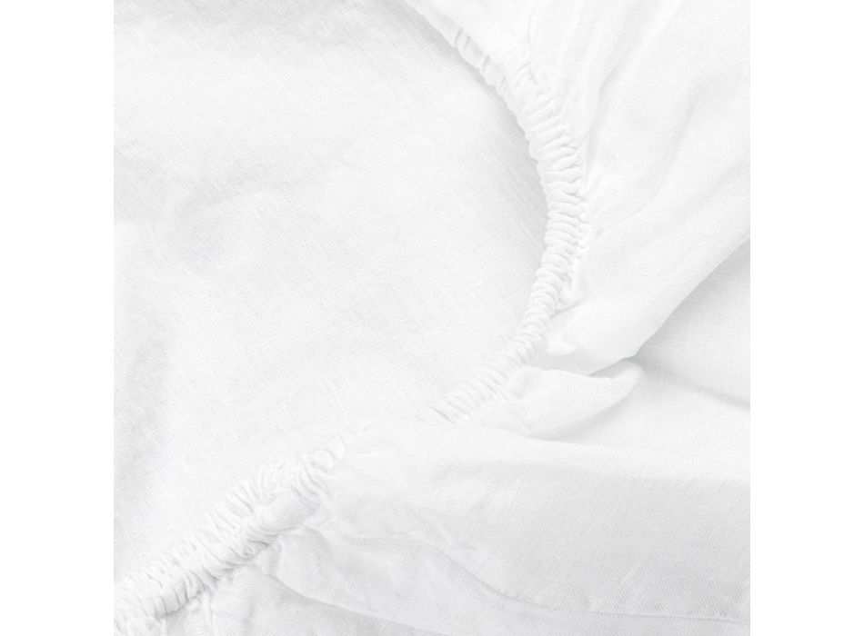 Lenjerie de pat dublu din in alb de lux Made in Italy - Fiumano Viadurini