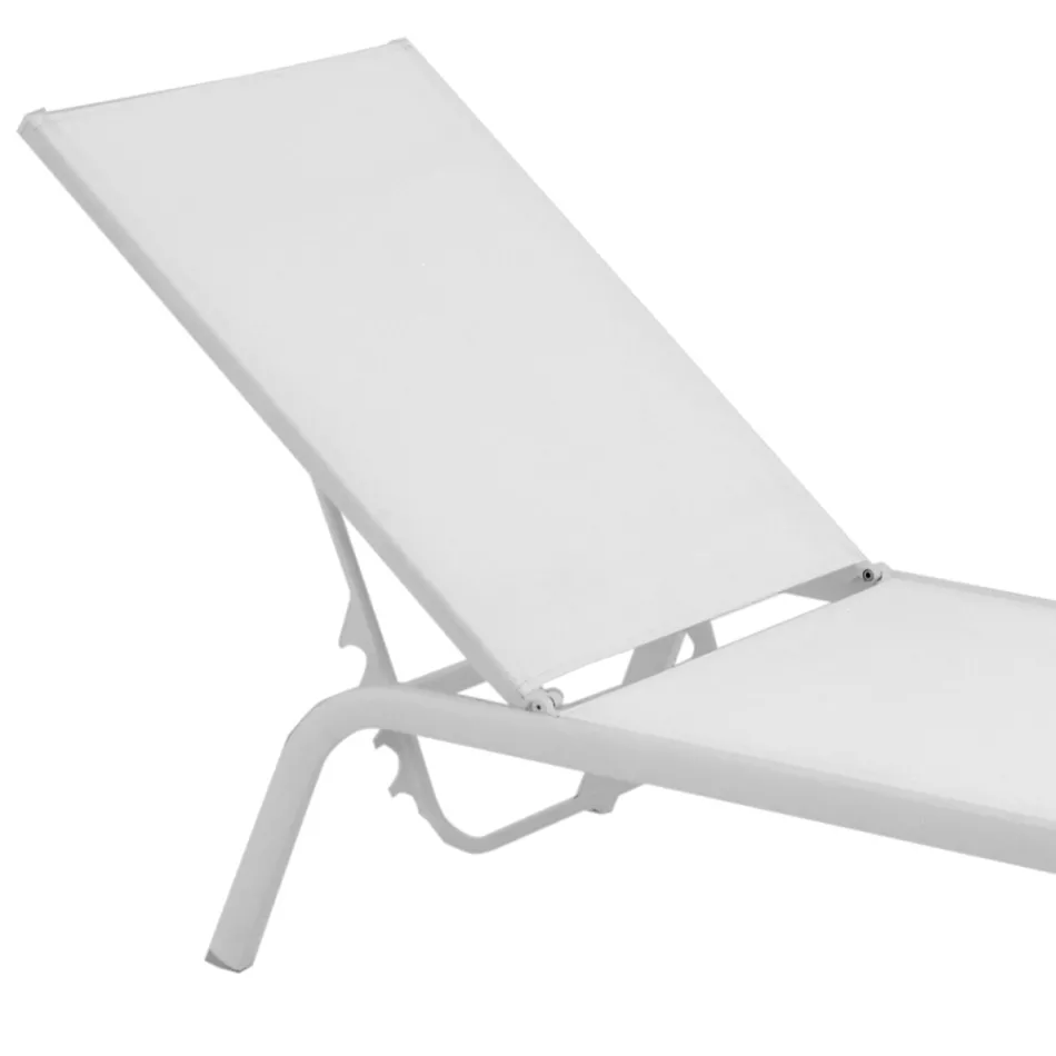 Sezlonguri de gradina din Aluminiu Vopsit si Textilena, 2 Bucati - Iepuras Viadurini