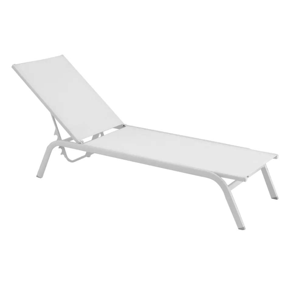 Sezlonguri de gradina din Aluminiu Vopsit si Textilena, 2 Bucati - Iepuras Viadurini