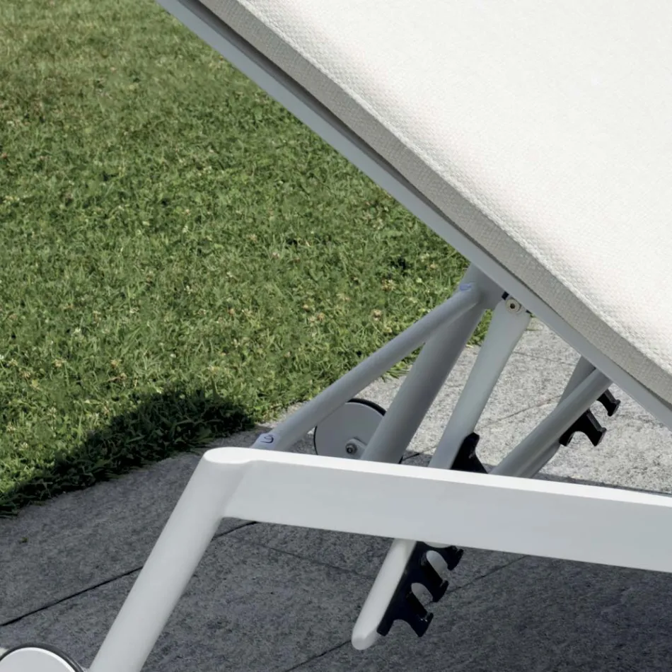 Șezlong exterior din aluminiu 205x76 cm cu pernă - Tessara Viadurini