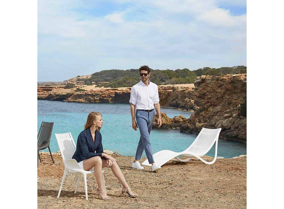 Șezlong pentru șezlong în aer liber, din plastic alb sau ecru 4 piese - Ibiza by Vondom Viadurini