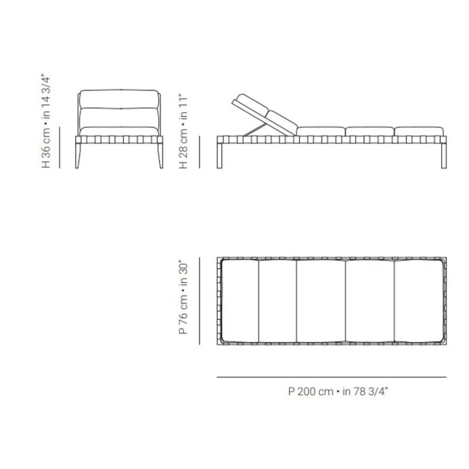 Sezlong de exterior cu cadru din lemn de tec Made in Italy - Briga Viadurini